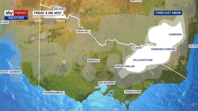 Sky News Weather has forecast potential snowfalls of up to 50cm in some areas. Picture: Sky News Australia