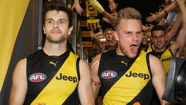 Trent Cotchin and Brandon Ellis face a nervous wait ahead of the MRP verdict. Picture: Michael Klein