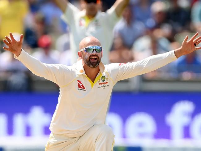 BIRMINGHAM, ENGLAND - JUNE 19: Nathan Lyon of Australia appeals for the LBW of Ben Stokes of England which is given not out after a review during Day Four of the LV= Insurance Ashes 1st Test match between England and Australia at Edgbaston on June 19, 2023 in Birmingham, England. (Photo by Stu Forster/Getty Images)