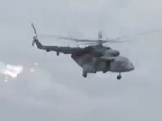 Footage of a helicopter in Belgorod, Russia, where an armed group has crossed from Ukraine. Picture: @officejjsmart/Twitter