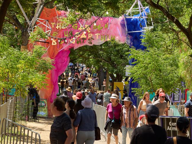 Outside the Garden of Unearthly Delights at the Adelaide Fringe, Sunday, Feb. 26, 2023. Picture: Matt Loxton