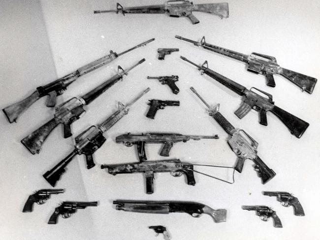 A police picture of some of the guns Cox had access to.