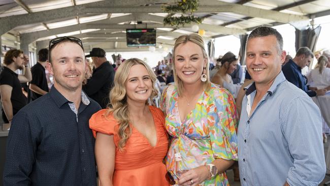 At Warwick Cup race day are (from left) Andrew Ryan, Rhianna Ryan, Lisa Willi and Brendan Willi at Allman Park Racecourse, Saturday, October 14, 2023. Picture: Kevin Farmer