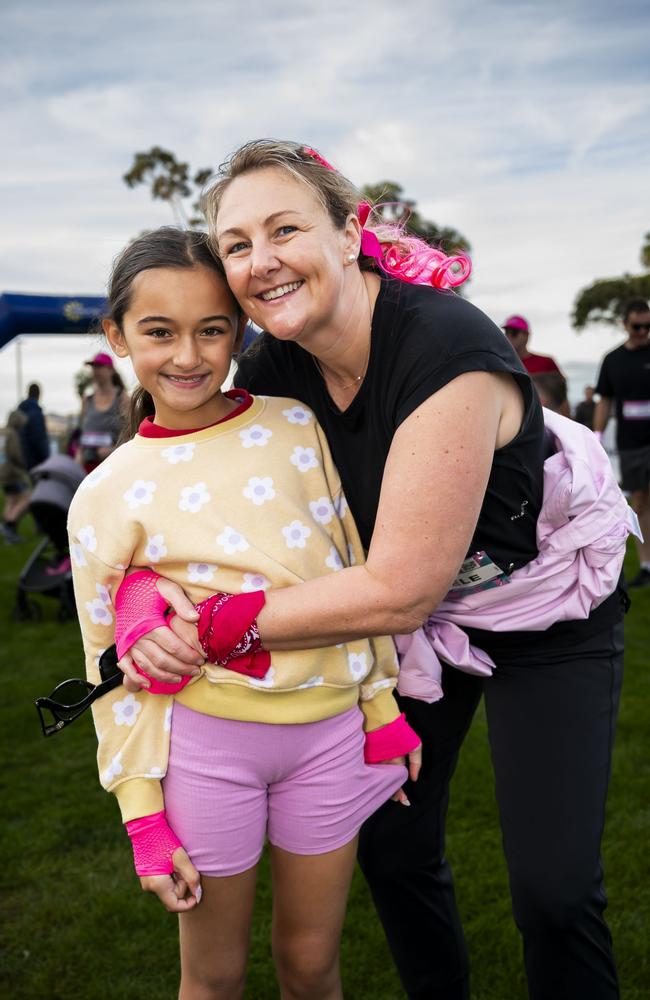 Willow Brown and mum Michelle Harris participating in Mother's Day Classic 2025 at Bellerive Park. Picture: Caroline Tan