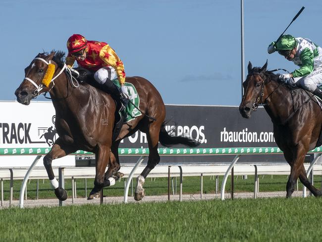 Jadentom wins at Gold Coast Turf Club on March 13, 2021. Picture: Greg Irvine/Magic Millions