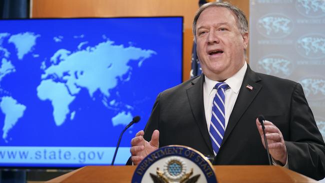 US Secretary of State Mike Pompeo in Washington on Thursday. Picture: AP