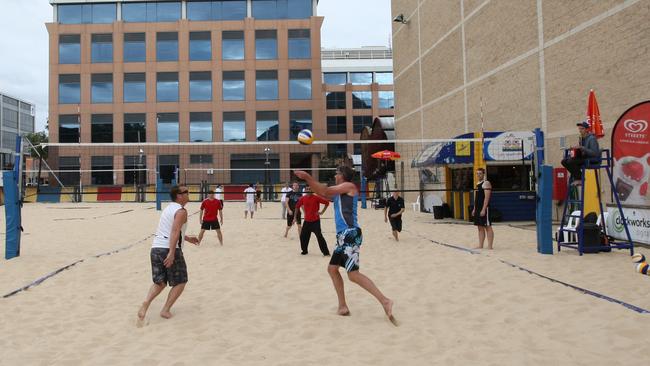 The City Beach volleyball courts are popular with CBD office workers.