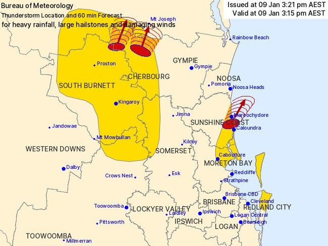 The BoM warning issued at 3.21pm.