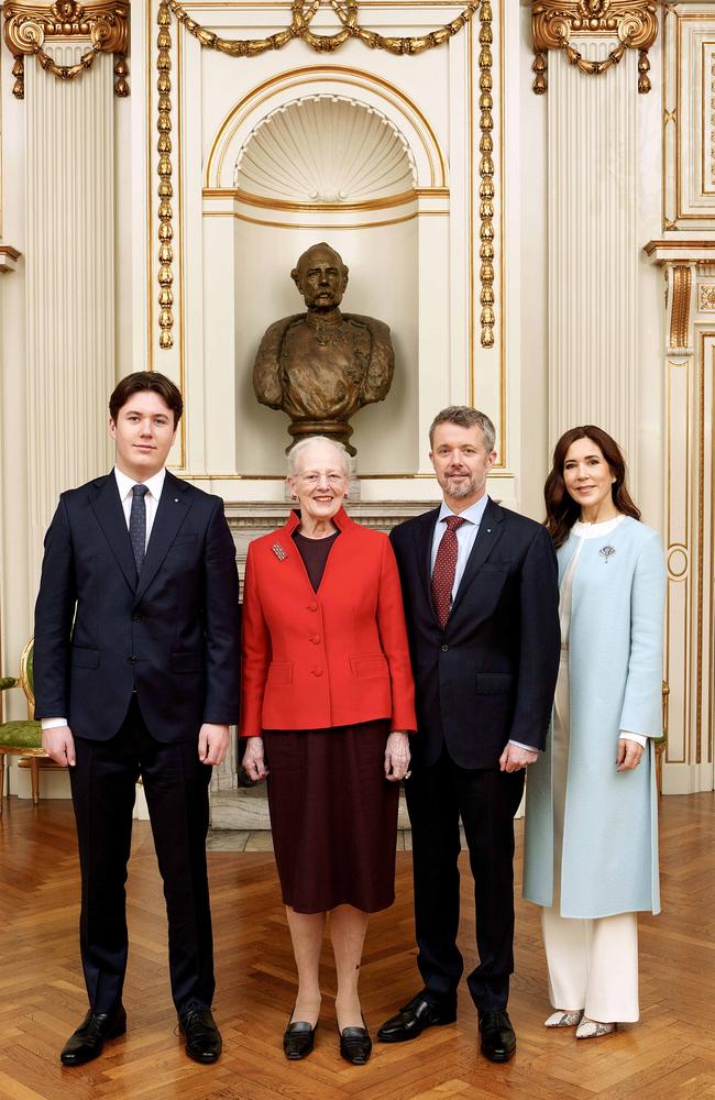 Prince Christian, Queen Margrethe, Crown Prince Frederik and Crown Princess Mary. Picture: Keld Navntoft, Kongehuset