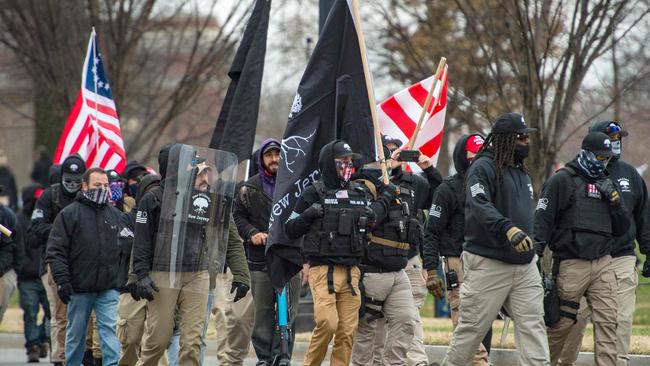 A militia-like group makes their way to Capitol on January 6 2021. Picture: AFP.