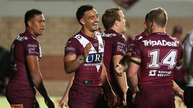 Morgan Harper couldn’t get a start at the Bulldogs but has been one of Manly’s best in the last two weeks. Picture: Getty Images.