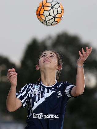 Nia Stamatopoulos is a budding soccer star despite taking it up just two years ago. Picture: George Salpigtidis