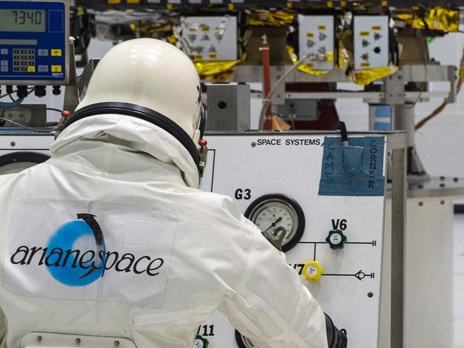 A technician during preparations for the launch of Sky Muster II. Picture: Supplied