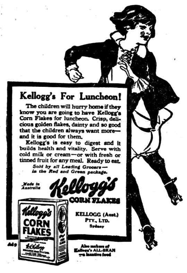 A 1933 advertisement for Kellogg’s Cornflakes. Picture: National Library of Australia Trove collection.