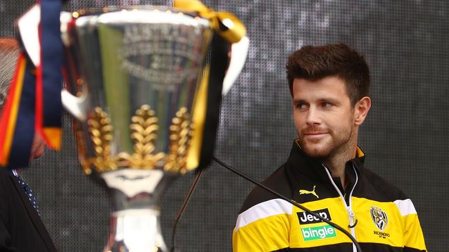 Richmond captain Trent Cotchin and the premiership cup.