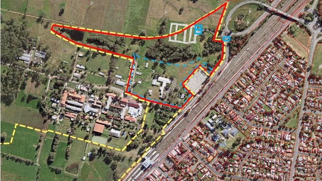 A map outlining close to 600 homes for the site.