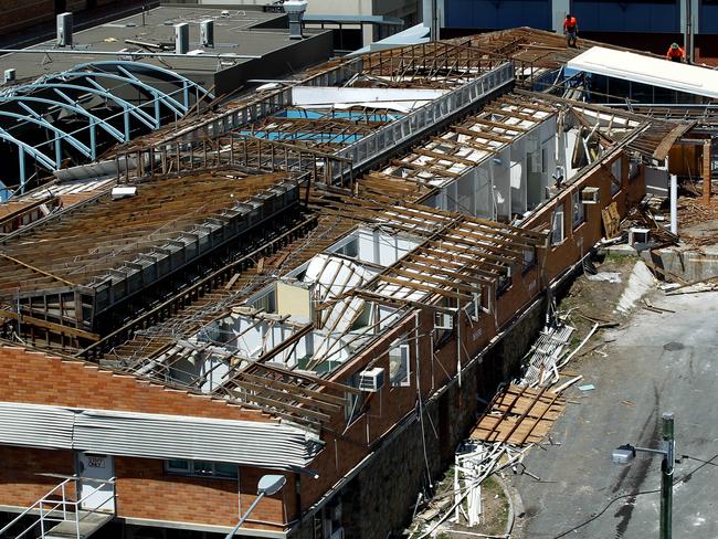 There’s not much left of the roof of this building at the Gold Coast Hospital, October 20, 2014.