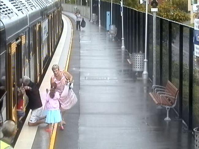 A young boy almost falls between the train and platform at Cronulla Station in January last year. Picture: Sydney Trains