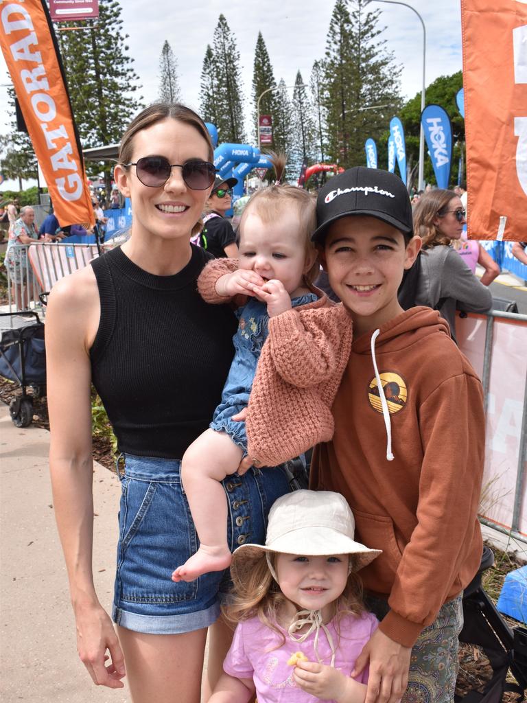 Alyssa Bindley, Lachlan Bindley, Isabelle Bindley and Summer Bindley at the Sunshine Coast Ironman 70.3 at Mooloolaba 2022.