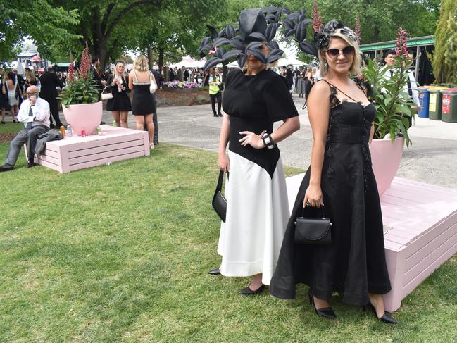 Guests in striking racewear at Penfolds Derby Day at the Flemington Racecourse on Saturday, November 02, 2024: