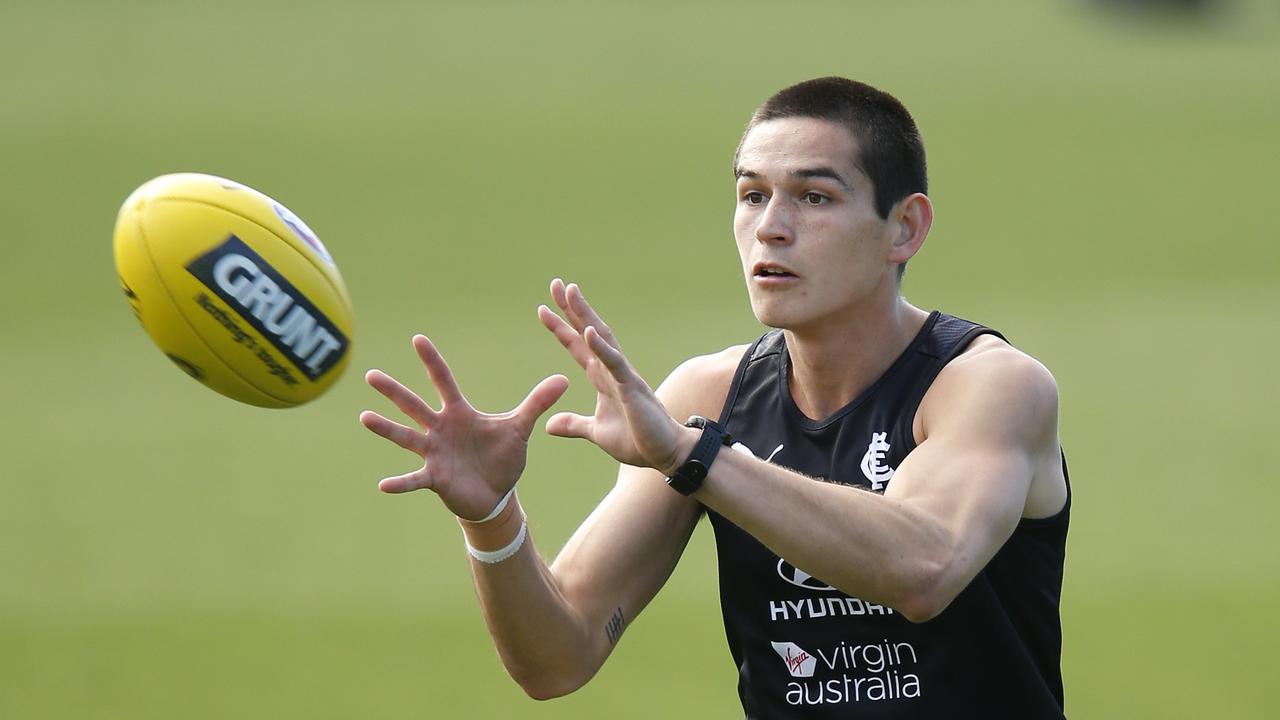 Zac Fisher in action during a training session at Princes Park this summer.
