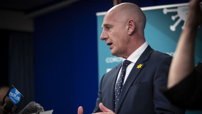 Premier Peter Gutwein speaks at a Covid-19 press conference on Friday 28th August 2020. Picture: LUKE BOWDEN