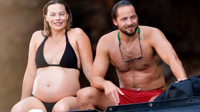 Margot Robbie was seen on Palmarola Island with her husband, Tom Ackerley. Picture: CIAOPIX/COBRA TEAM/BACKGRID