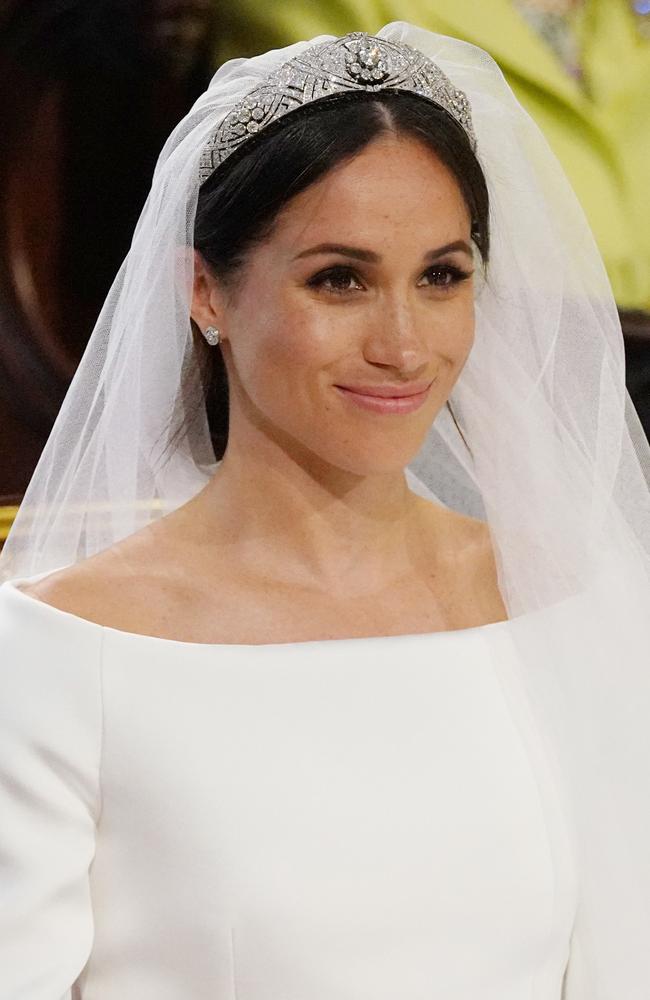 Meghan Markle arrives at the High Altar for the wedding ceremony in St George's Chapel, Windsor Castle. Picture: AFP