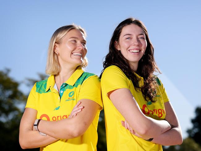 L to R, Courtney Bruce, Ash Ervin, after Anika Wells announcing funds for Origin Australian Diamonds, Downey Park Netball Association, on Friday 7th June 2024 - Photo Steve Pohlner