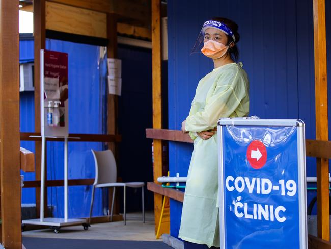 A nurse at the Covid Testing Clinic at the Royal North Shore Hospital. Picture: NCA NewsWire / Gaye Gerard