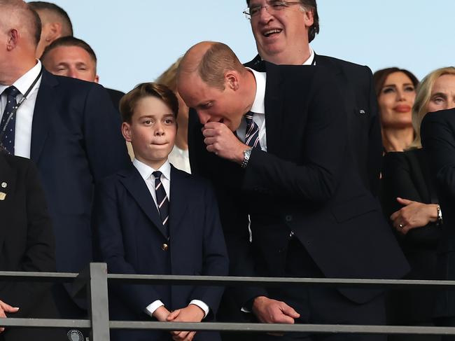 Prince George, with his father Prince William, may attend Eton College. Picture: Getty Images