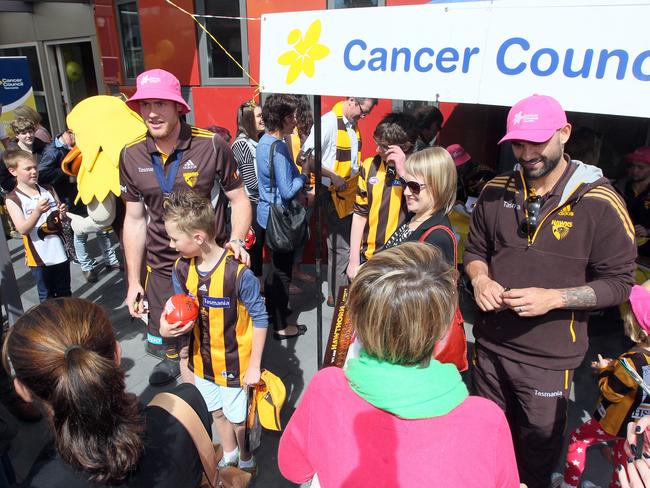 Hawthorn premiership players in Launceston. Picture: ROSS MARSDEN