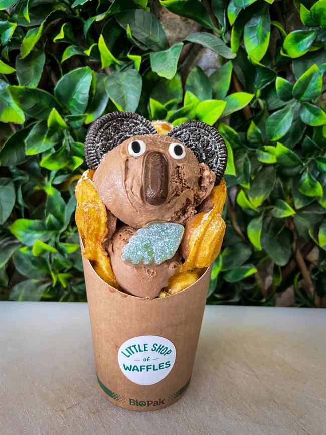 The Koala Bubbler waffle with Tim Tam gelato. Picture: Supplied