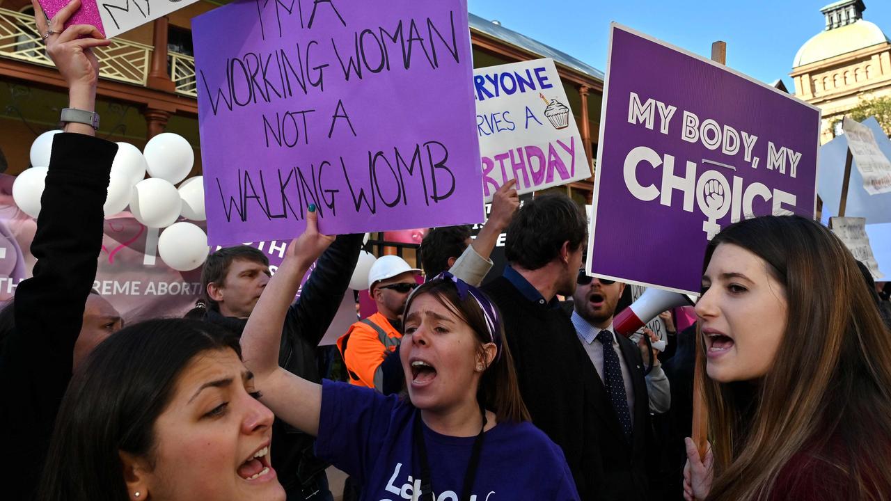 Pro-life and pro-choice advocates held a protest rally outside the New South Wales parliament this week. Picture: Saeed Khan / AFP