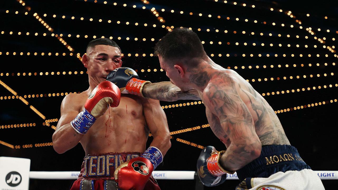 George Kambosos punches Teofimo Lopez during their championship bout for Lopezâ€™s Undisputed Lightweight title at The Hulu Theater at Madison Square Garden. Al Bello/Getty Images/AFP.