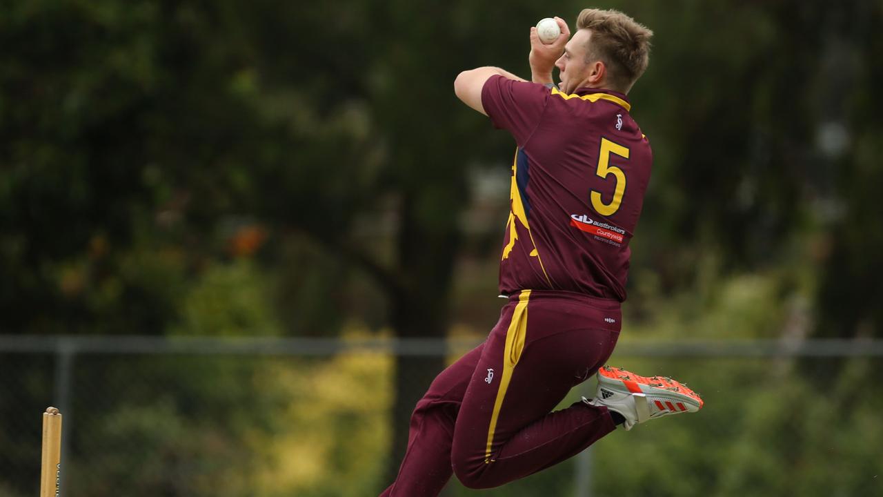 Premier - Nick Fletcher in delivery stride for Fitzroy Doncaster. Picture: Stuart Milligan