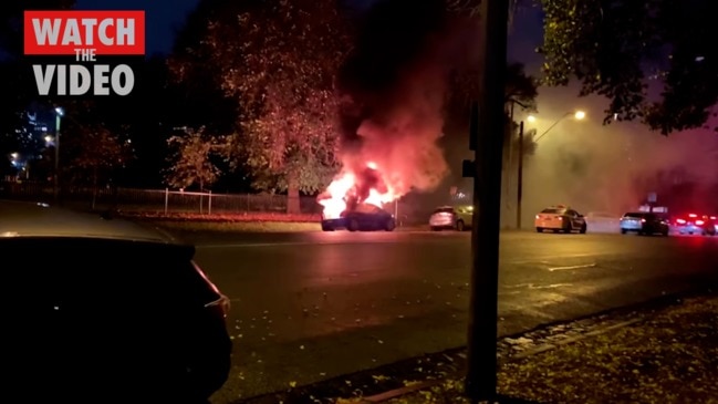 Car alight on Park Street near Moray junction