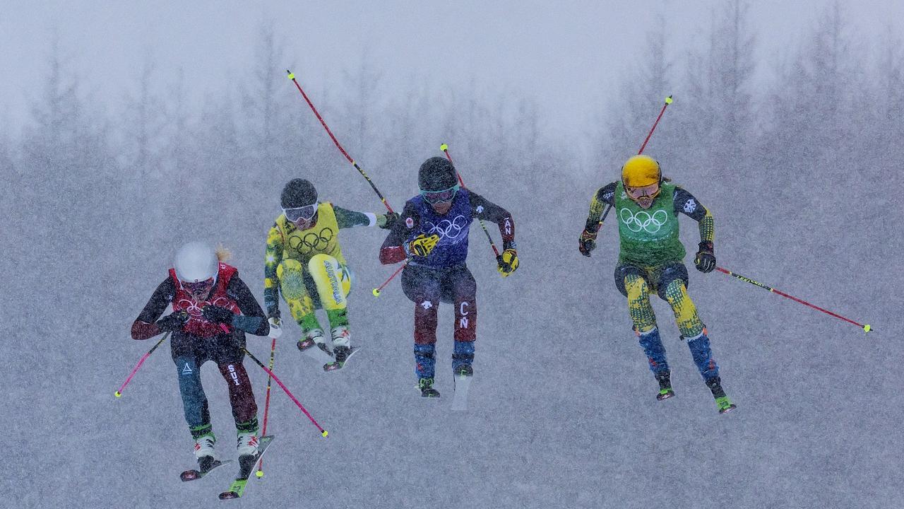 Fanny Smith of Team Switzerland, Sami Kennedy-Sim of Team Australia, Brittany Phelan of Team Canada and Daniela Maier of Team Germany compete. Photo by Al Bello/Getty Images