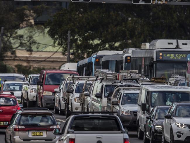 A NRMA survey revealed more than one third of businesses complained about the city's clogged roads costing valuable time for drivers. Picture: Jenny Evans