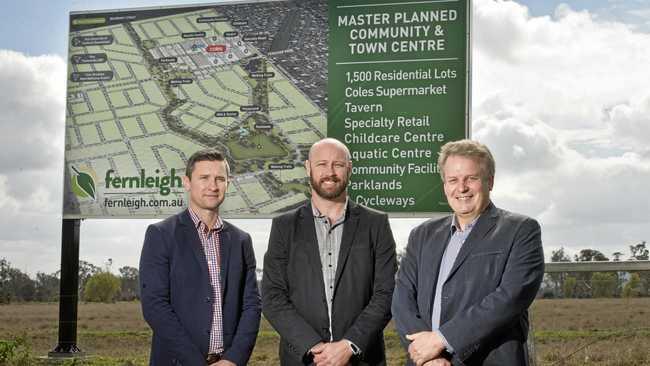 Announcing the Fernleigh project are (from left) Fernleigh project manager Tim Colthup, Fernleigh manager Heath Knox and Fernleigh development manager Geoff Kath .Thursday July 21 , 2016. Picture: Nev Madsen