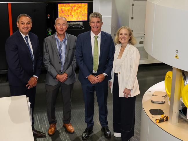 Skills and TAFE Minister Steve Whan (second from right) with Department of Education Secretary Murat Dizdar, Professor Gavin Conibeer and Professor Verity Firth. Picture: Dylan Coker / Daily Telegraph