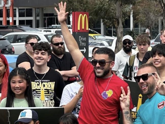 Troy Candy and Adrian Portelli at Derrimut McDonalds on Nov 16, 2024.Picture: Supplied/Instagram