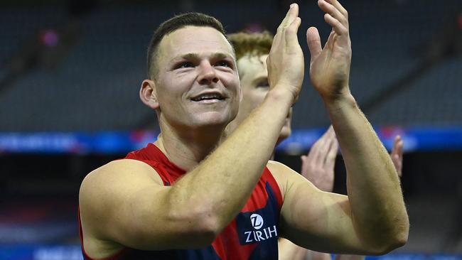 Some of Melbourne’s most popular players are Indigenous, including Steven May (pictured) and Kysaiah Pickett. (Photo by Quinn Rooney/Getty Images)