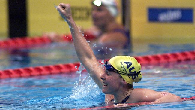 Giaan Rooney after winning women’s 200m freestyle final race at the World Swimming Championships in Fukuoka, Japan 27 Jul 2001. 