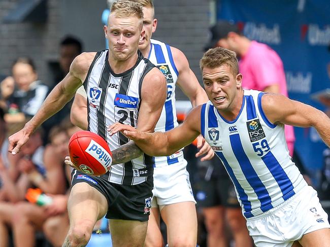 VFL practice match at Olympic Park, between Collingwood and North Melbourne. Collingwood's Jaidyn Stephenson. Picture: Tim Carrafa