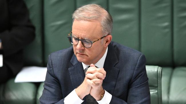 Anthony Albanese in question time on Wednesday. Picture: AAP