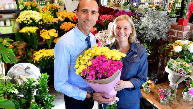 Director Spero Chapley congratulates assistant manager Melissa O'Dea shortly after the supermarket took out the title of Australia’s best IGA store for the second year in a row. Picture: Mark Brake