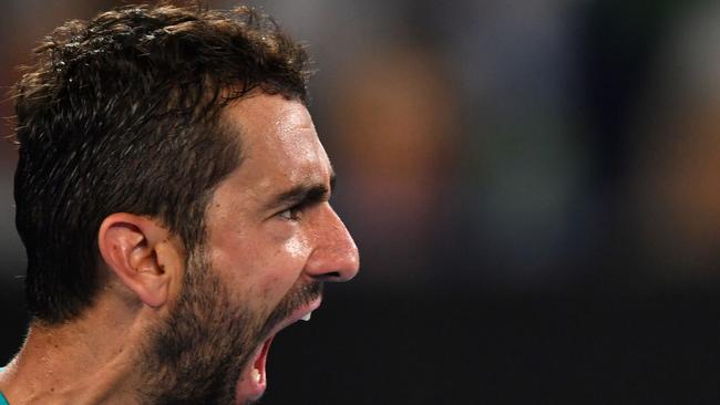 Marin Cilic roars into the semis. Picture: AFP