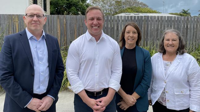 Bauke Hovinga (left) will be contesting the Whitsunday seat in the 2024 Queensland election and Susan Teder (right) will be contesting Mirani. (L-R) Bauke Hovinga, Premier Steven Miles, Mackay candidate Belinda Hassan and Susan Teder. Picture: Fergus Gregg