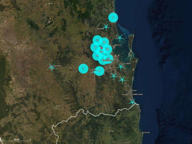 By 4.45pm Tuesday, the federal government agency, Geoscience Australia, had received more than 700 reports from southeast Queensland residents saying they had felt shaking. Picture: Geoscience Australia